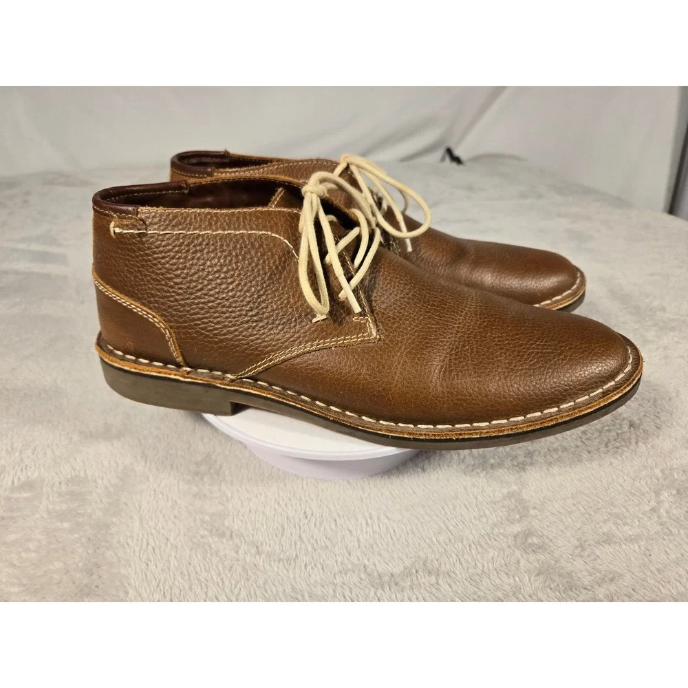 Desert Wind Mens Brown Pebbled Leather Chukka Boots Size 10.5 M Lace‎ Up Scuffed